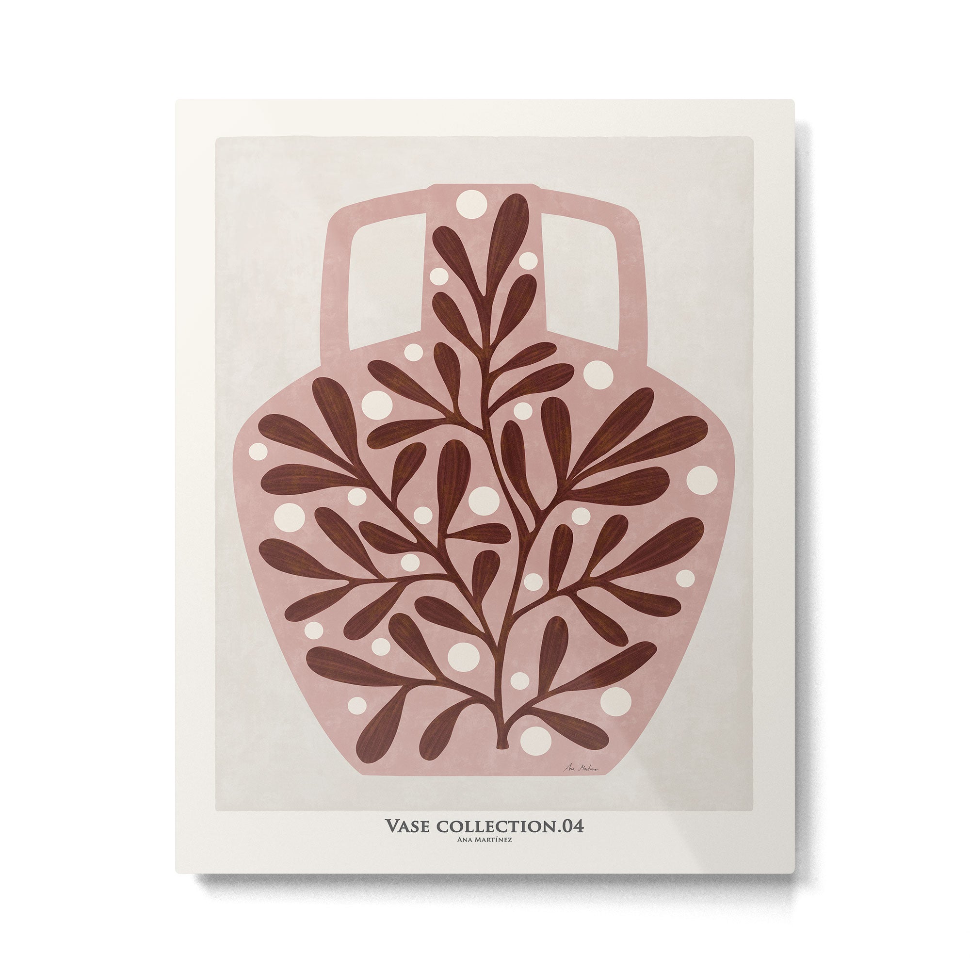 Vase and leaves collection Metal Print Gallery Image 4