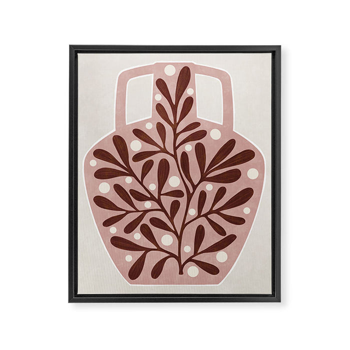 Vase and leaves Framed Canvas Print Gallery Image 1
