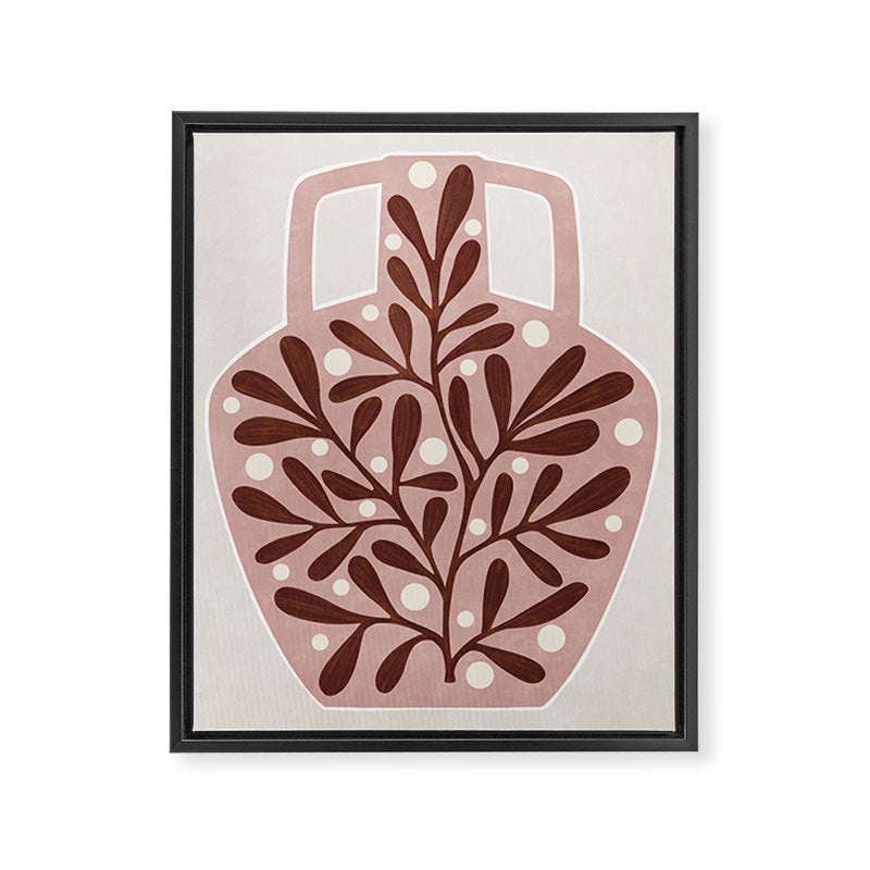 Vase and leaves Framed Canvas Print Gallery Image 6