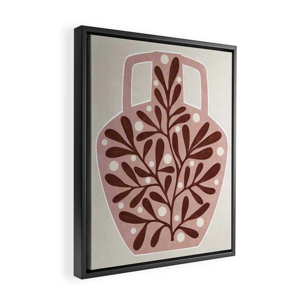 Vase and leaves Framed Canvas Print Gallery Image 2