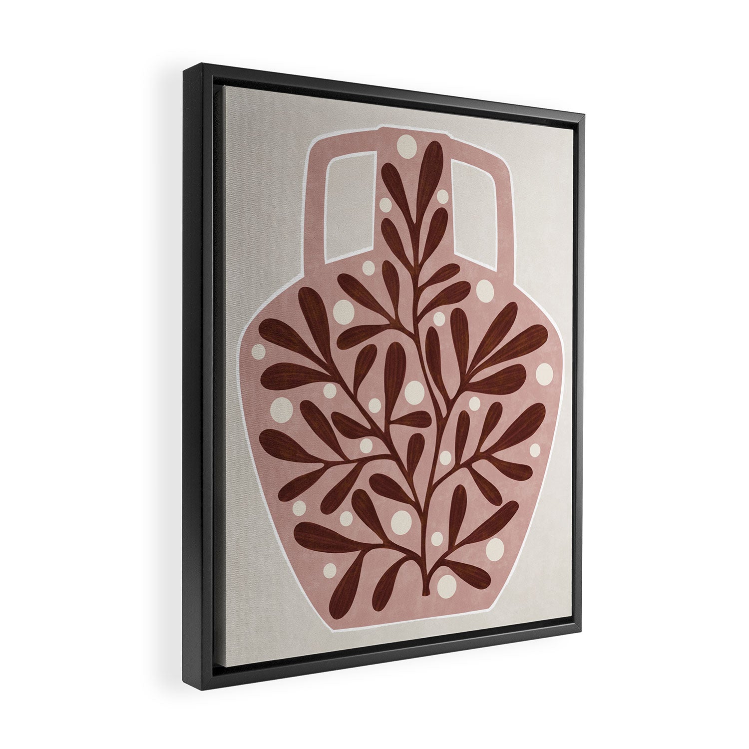 Vase and leaves Framed Canvas Print Gallery Image 2