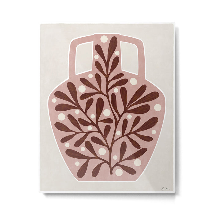 Vase and leaves Metal Print Gallery Image 1