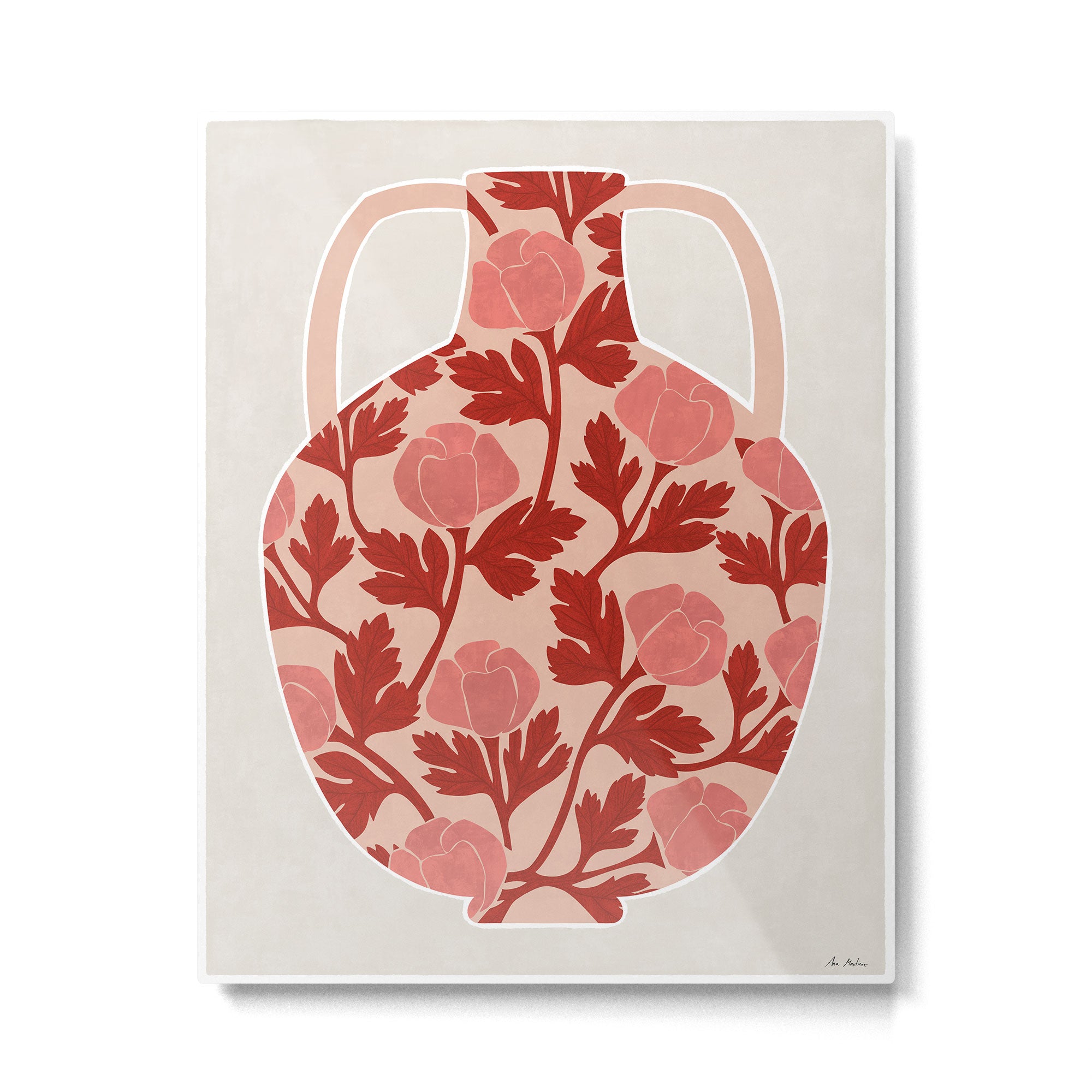 Vase and roses Metal Print Gallery Image 4