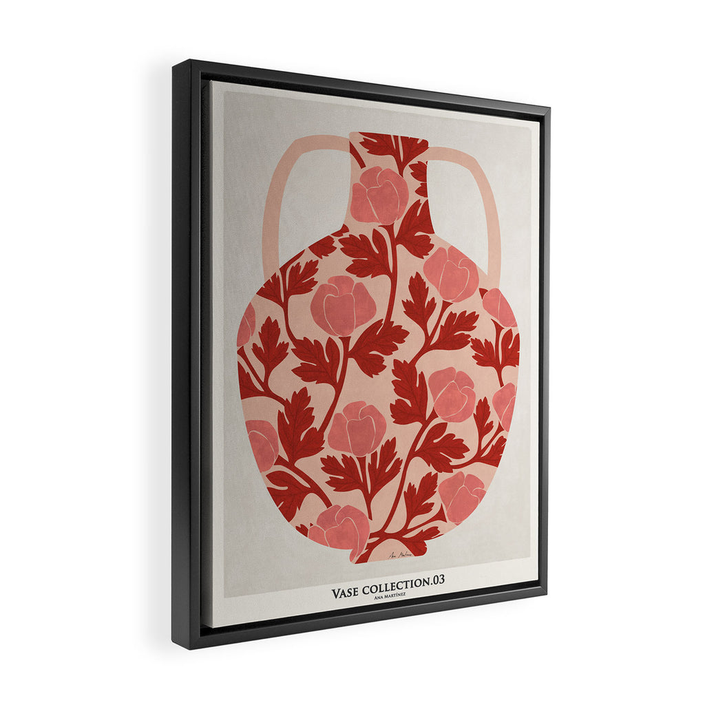 Vase of red roses collection Framed Canvas Print Gallery Image 2