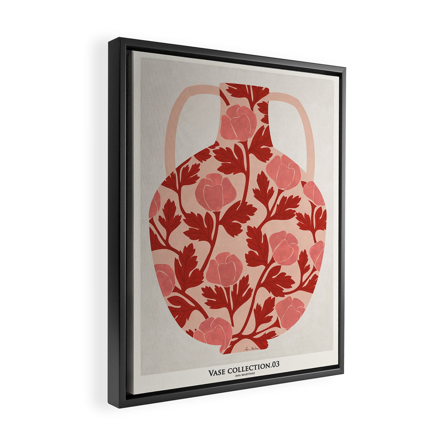 Vase of red roses collection Framed Canvas Print Gallery Image 2