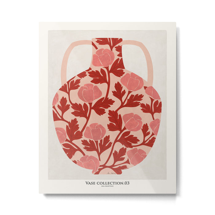 Vase of red roses collection Metal Print Gallery Image 1