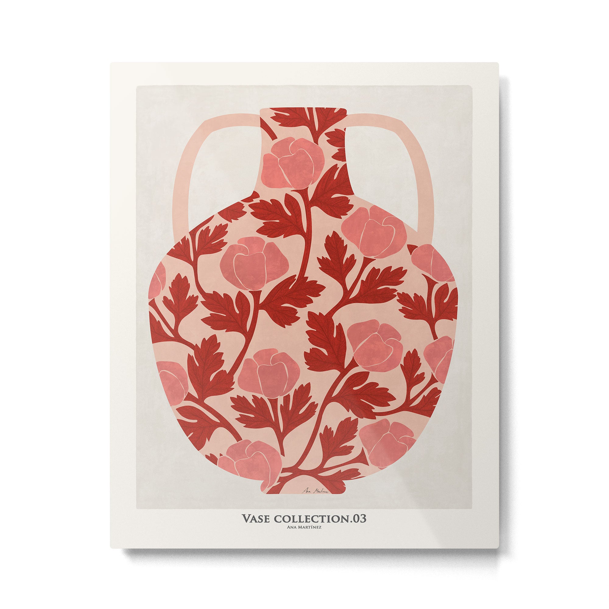 Vase of red roses collection Metal Print Gallery Image 4