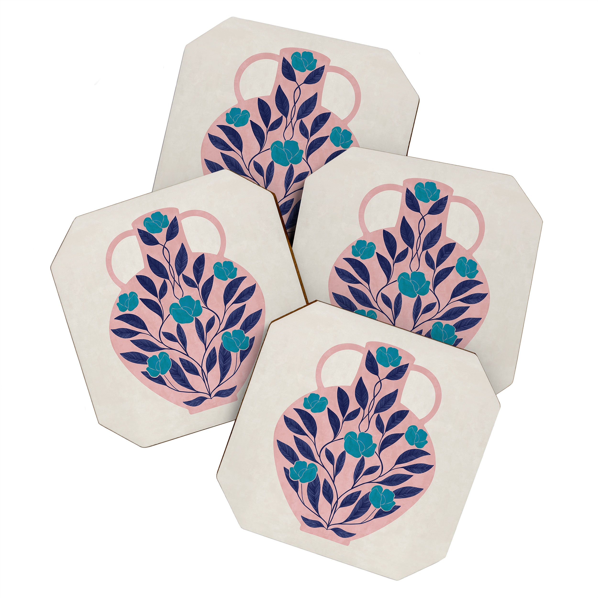 Vase with blue roses collection Coaster Gallery Image 1
