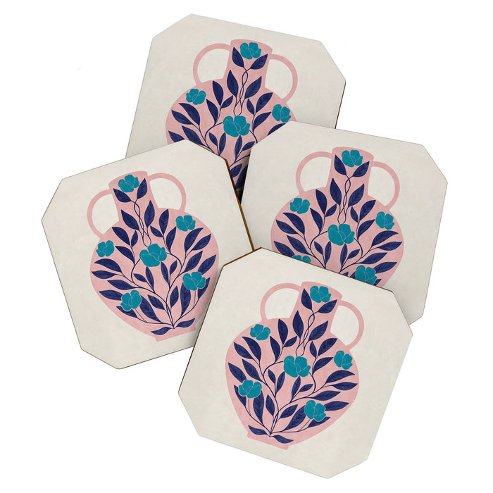 Vase with blue roses collection Coaster Gallery Image 1