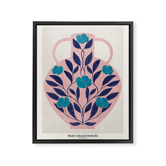 Vase with blue roses collection Framed Canvas Print Gallery Image 1