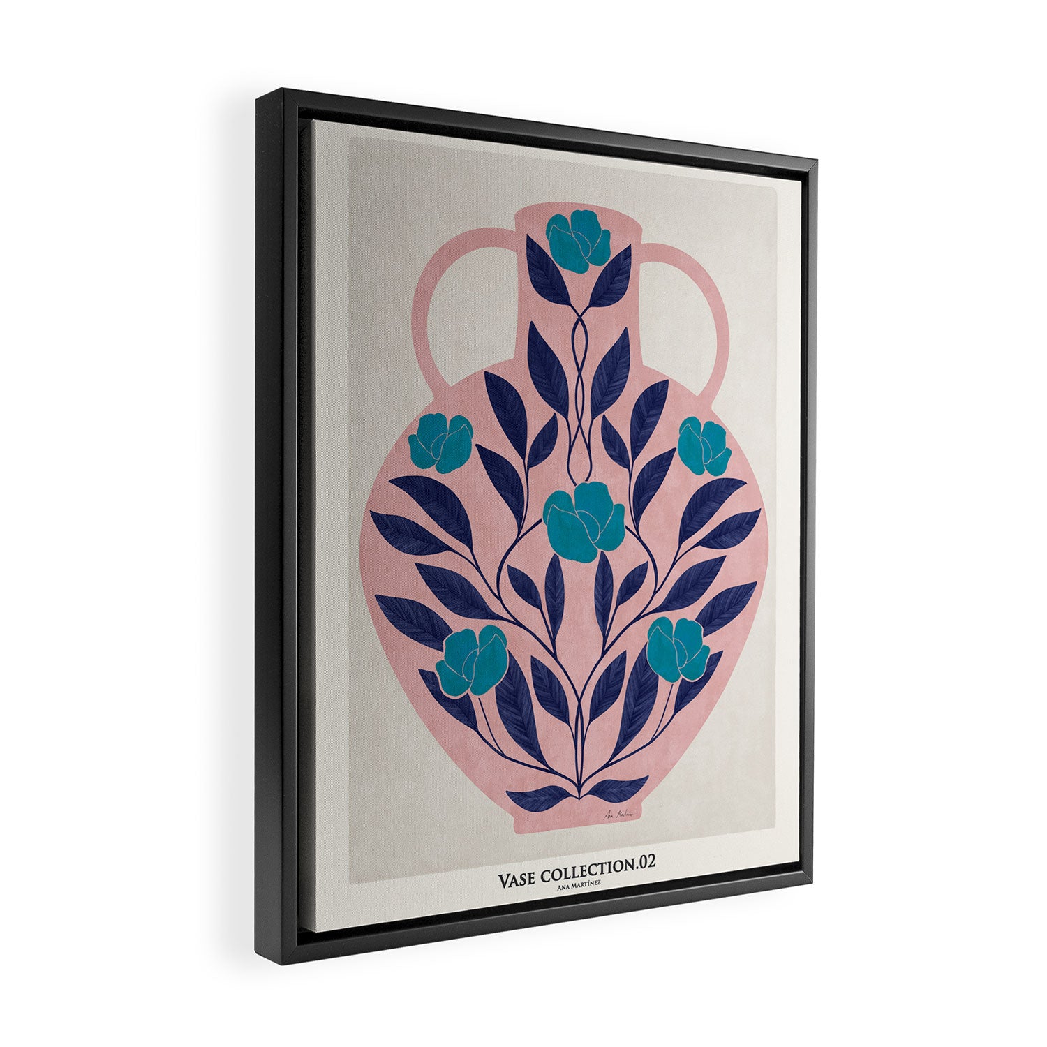 Vase with blue roses collection Framed Canvas Print Gallery Image 2