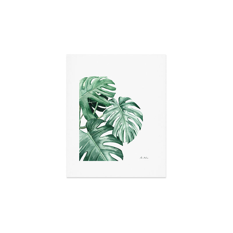 Watercolor monstera leaves Art Print Gallery Image 1