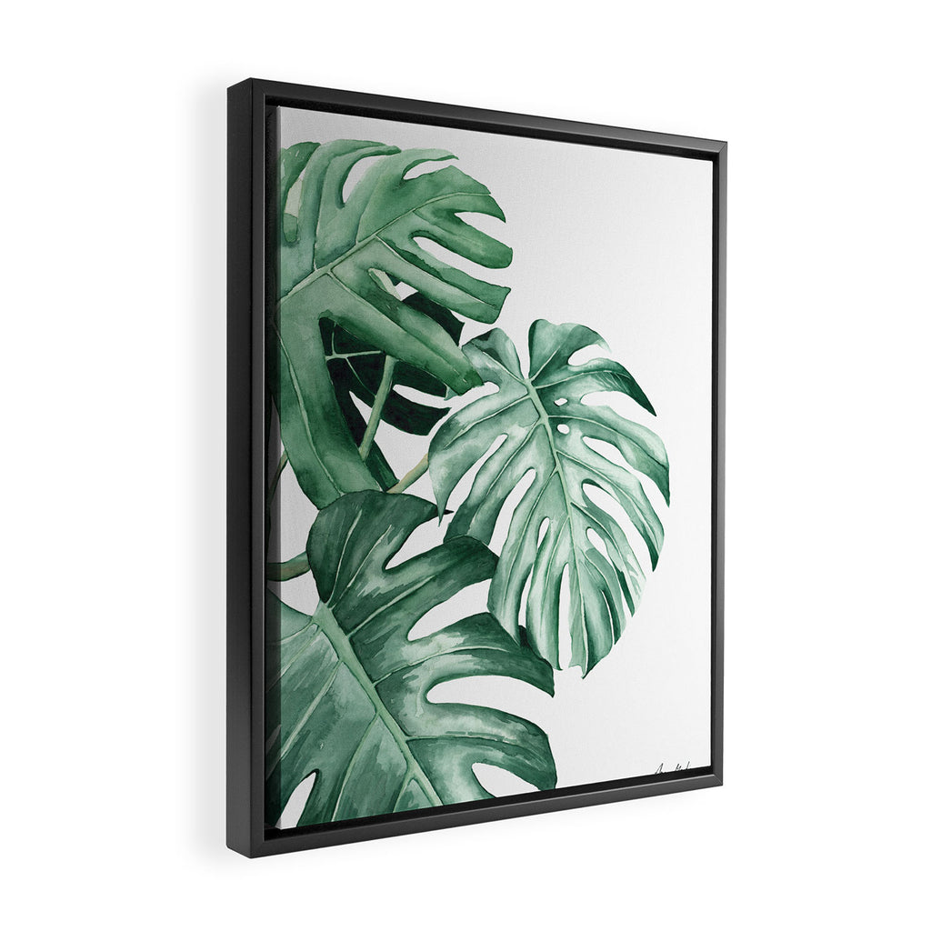 Watercolor monstera leaves Framed Canvas Print Gallery Image 2