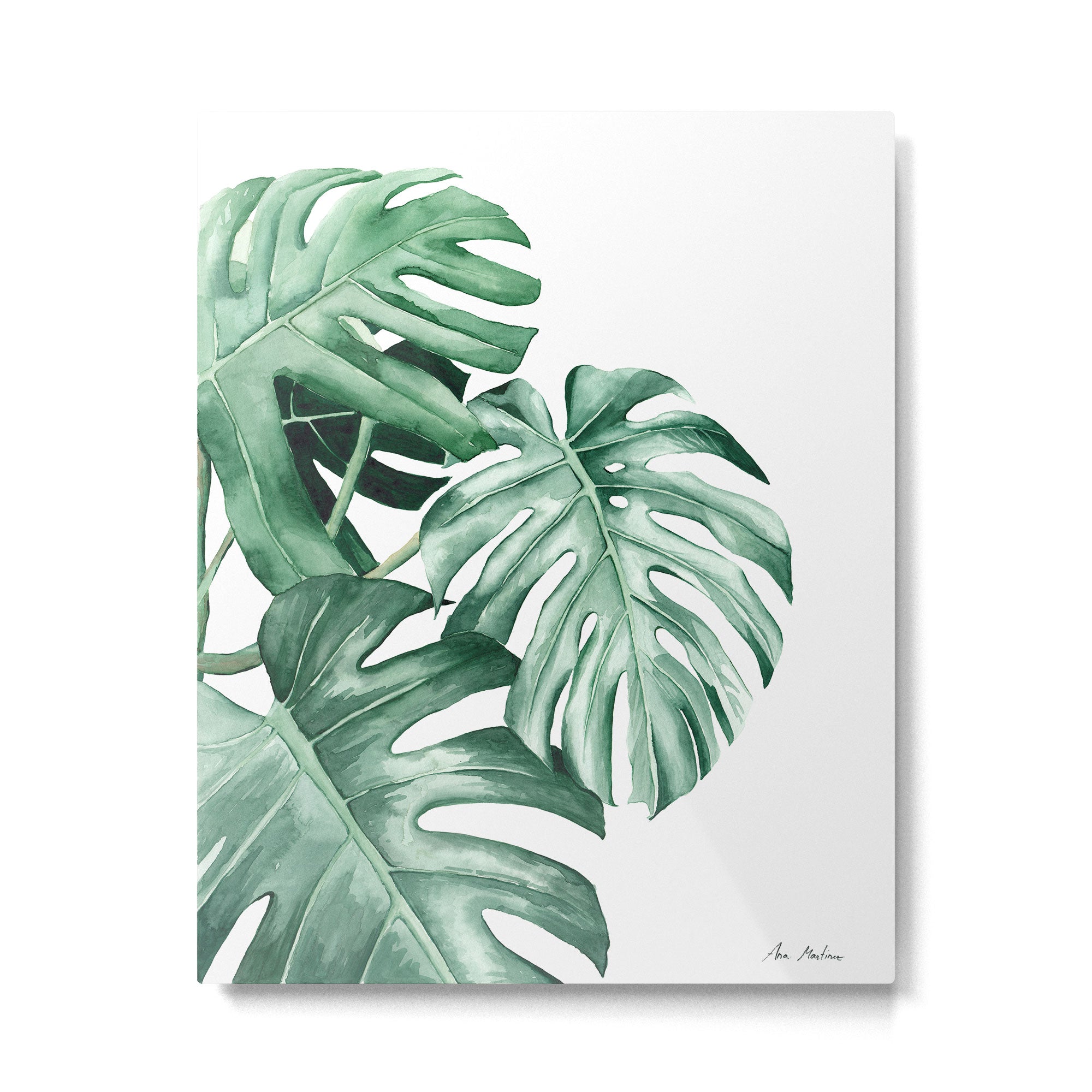 Watercolor monstera leaves Metal Print Gallery Image 4