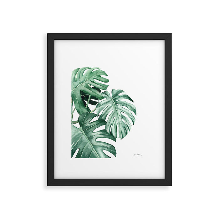 Watercolor monstera leaves Framed Art Print Gallery Image 1