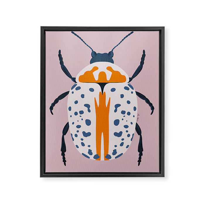White and blue beetle Framed Canvas Print Gallery Image 1