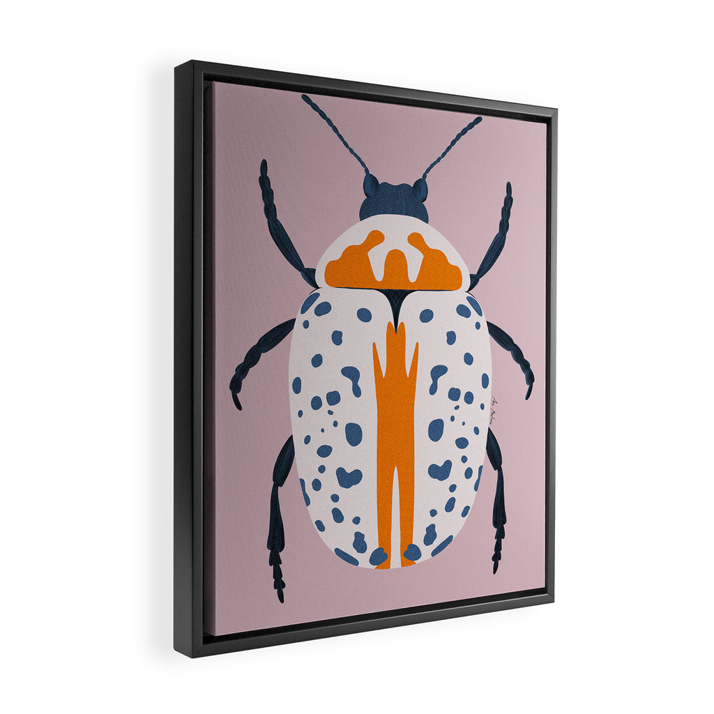 White and blue beetle Framed Canvas Print Gallery Image 2