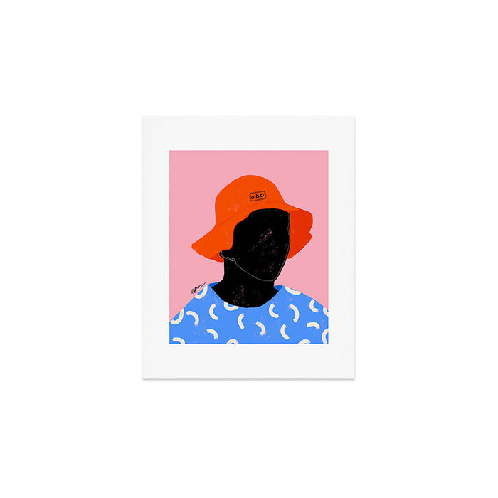Squirt game hat in pink background and blue lines Art Print Gallery Image 1