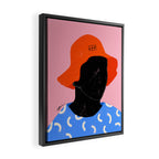 Squirt game hat in pink background and blue lines Framed Canvas Print Gallery Image 2