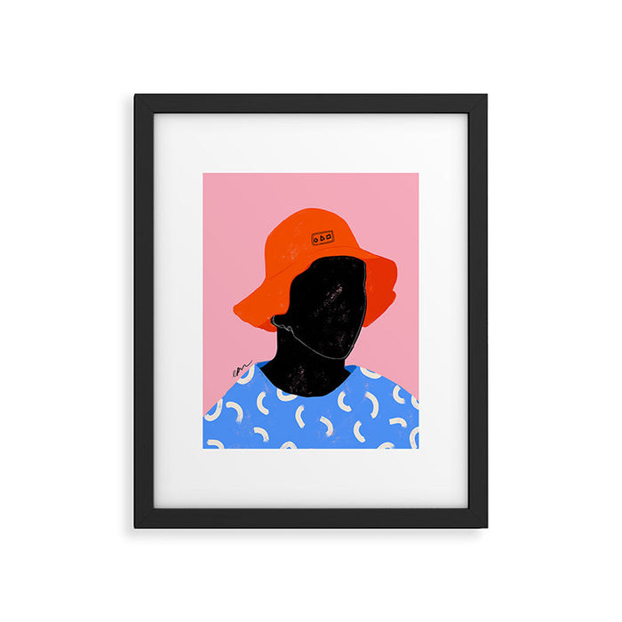 Squirt game hat in pink background and blue lines Framed Art Print Gallery Image 1
