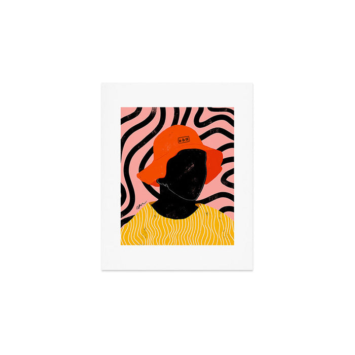 Squirt game with yellow shirt and black and pink background minimal  Art Print Gallery Image 1