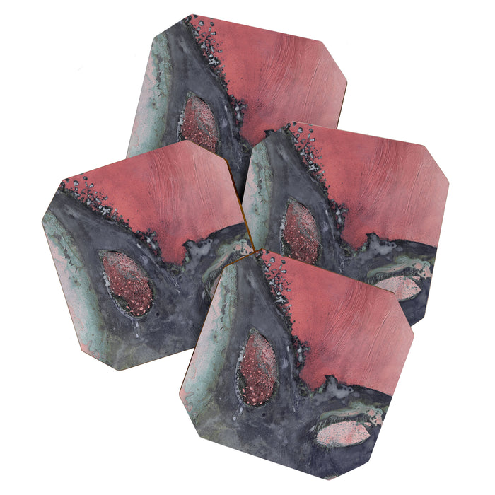 Abstract Pink and Charcoal Art Print Coaster Gallery Image 1