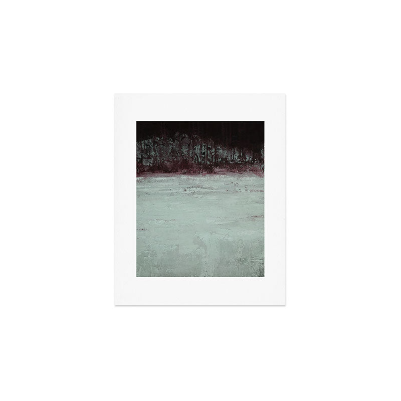 Abstract Textured Landscape in Burgundy  Pale Mint Art Print Gallery Image 1