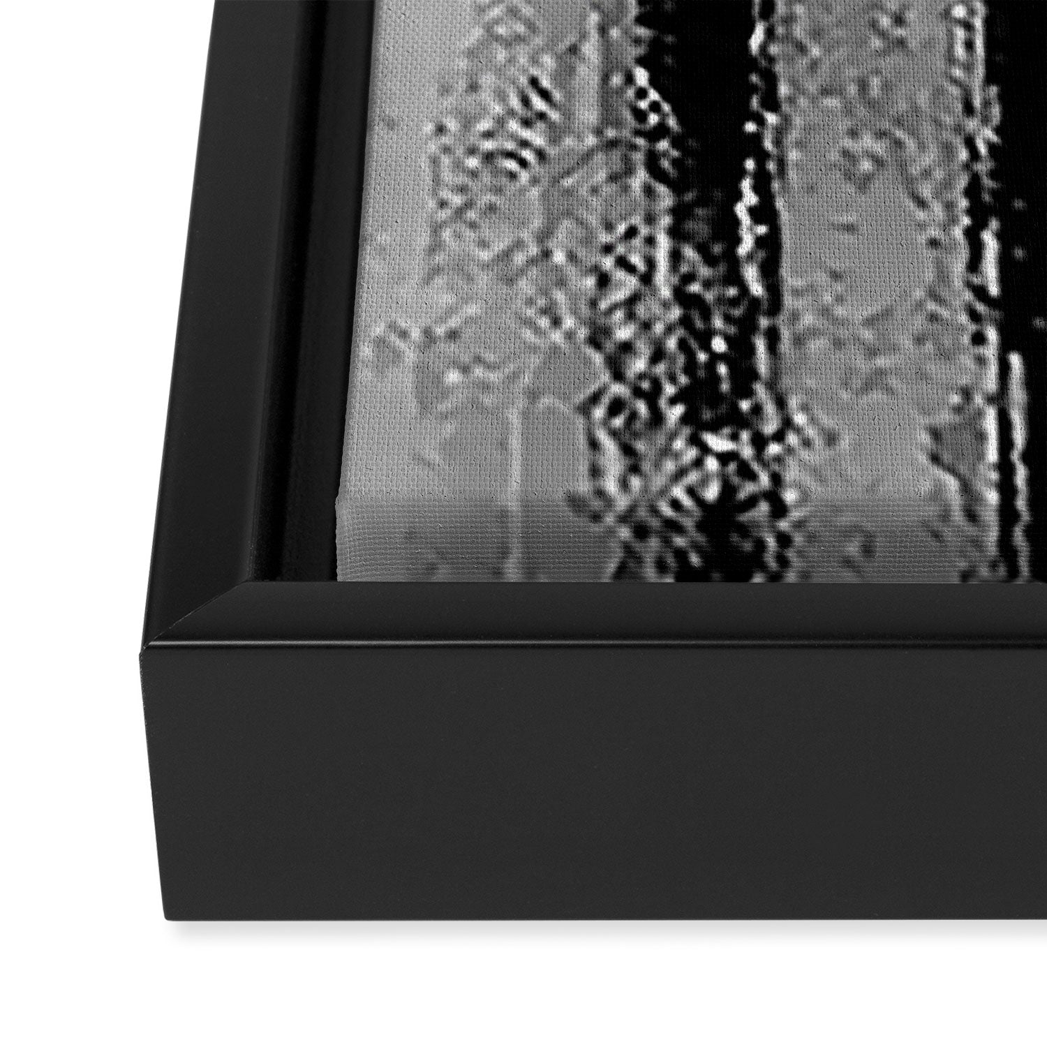 Black and White Textured Abstract Modern Monochrome Wall Art Framed Canvas Print Gallery Image 3