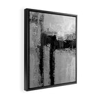 Black and White Textured Abstract Modern Monochrome Wall Art Framed Canvas Print Gallery Image 2