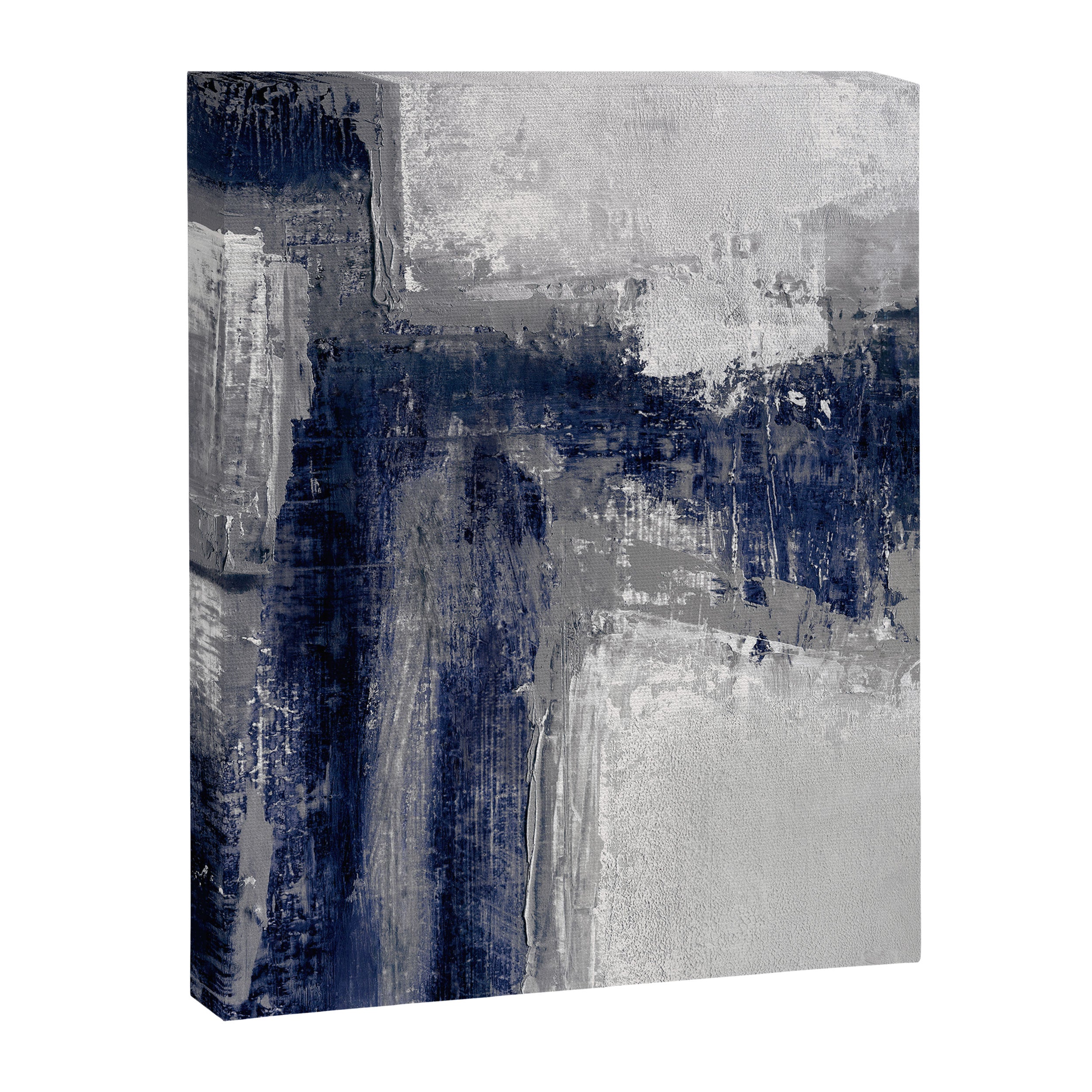 Blue and Gray Abstract Painting  Modern Textured Artwork Canvas Print Gallery Image 3
