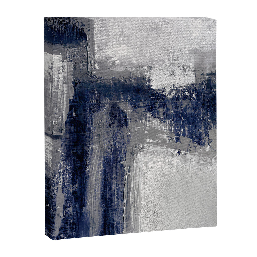 Blue and Gray Abstract Painting  Modern Textured Artwork Canvas Print Gallery Image 6