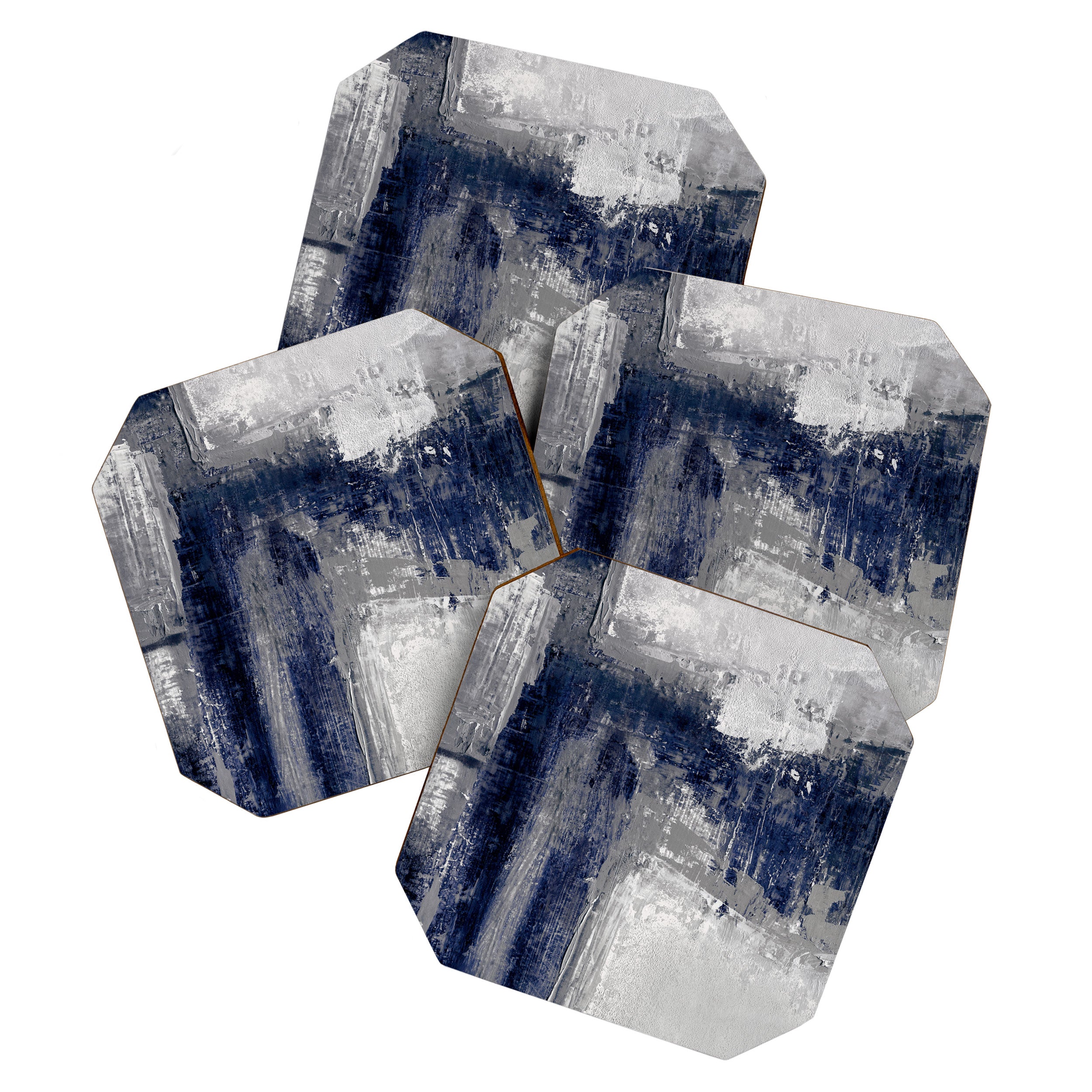 Blue and Gray Abstract Painting  Modern Textured Artwork Coaster Gallery Image 1