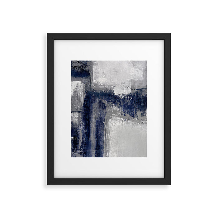 Blue and Gray Abstract Painting  Modern Textured Artwork Framed Art Print Gallery Image 1