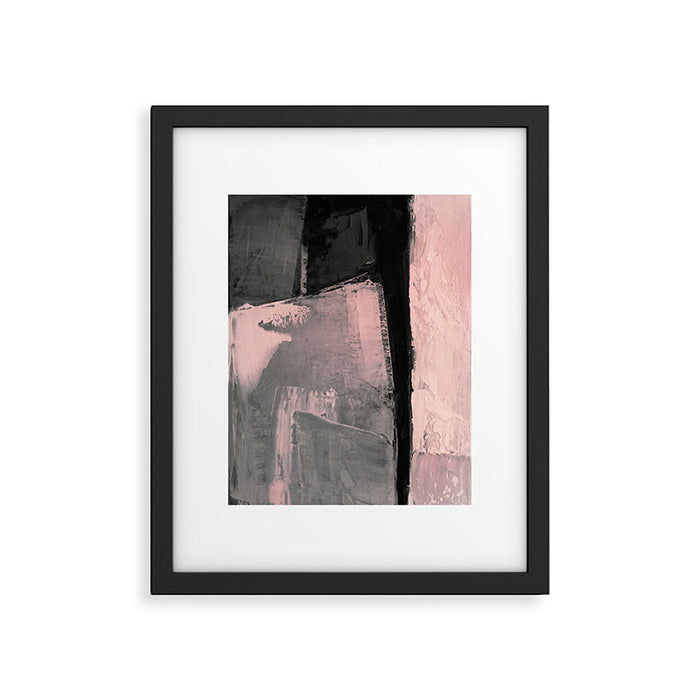 Blush and Black Abstract Art Print Framed Art Print Gallery Image 1