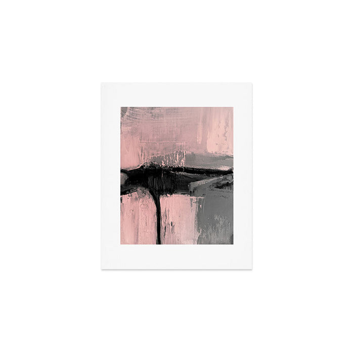 Blush and  Black Abstract Painting Art Print Gallery Image 1
