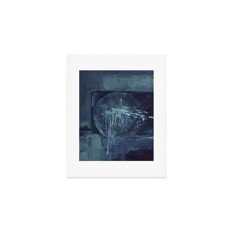 Deep Blue Abstract Circle Art Print Gallery Image 1