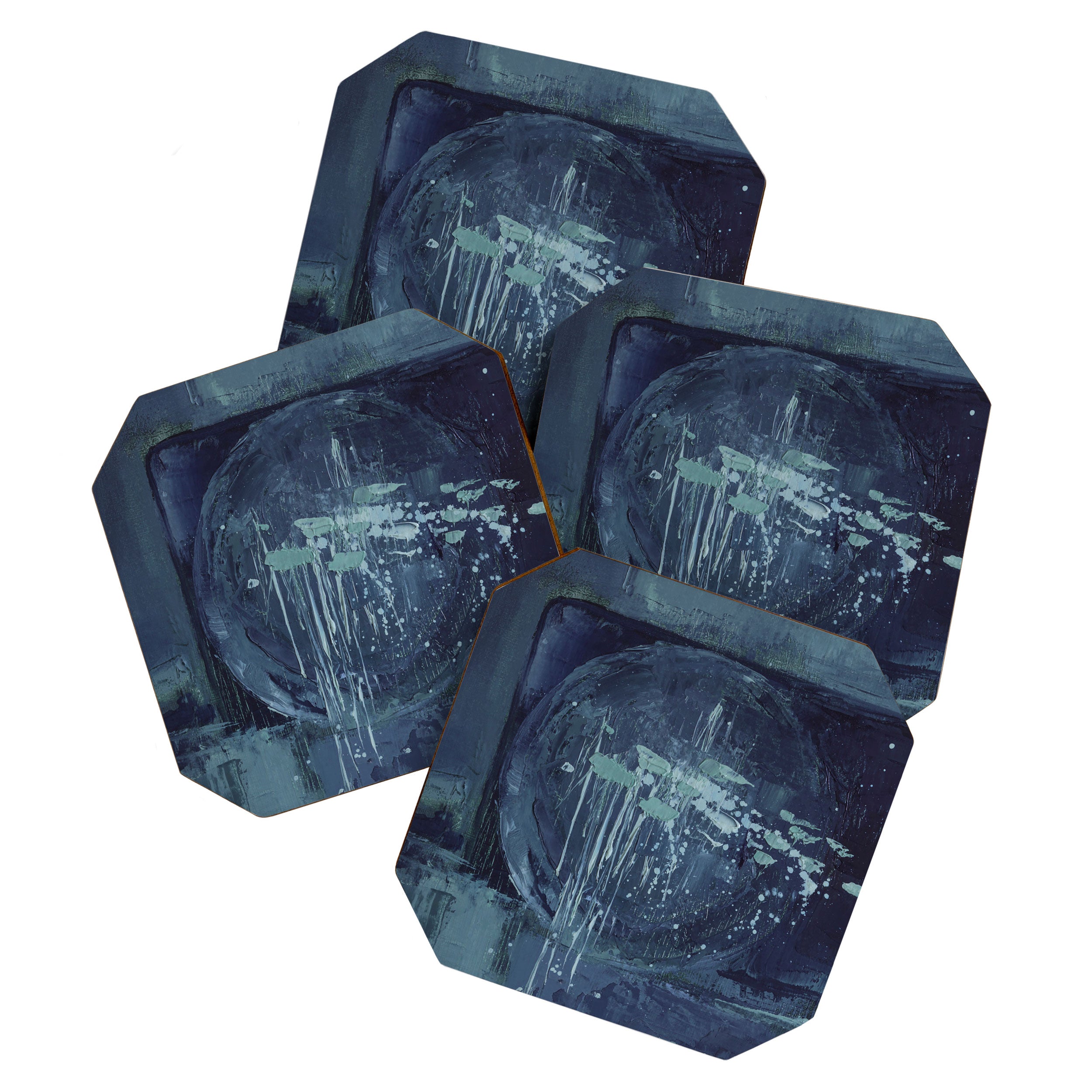 Deep Blue Abstract Circle Coaster Gallery Image 1