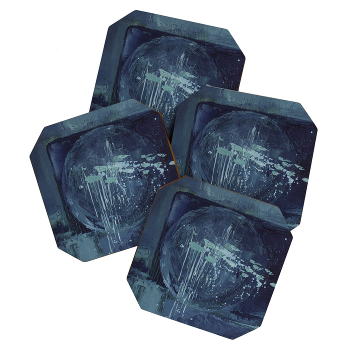 Deep Blue Abstract Circle Coaster Gallery Image 1