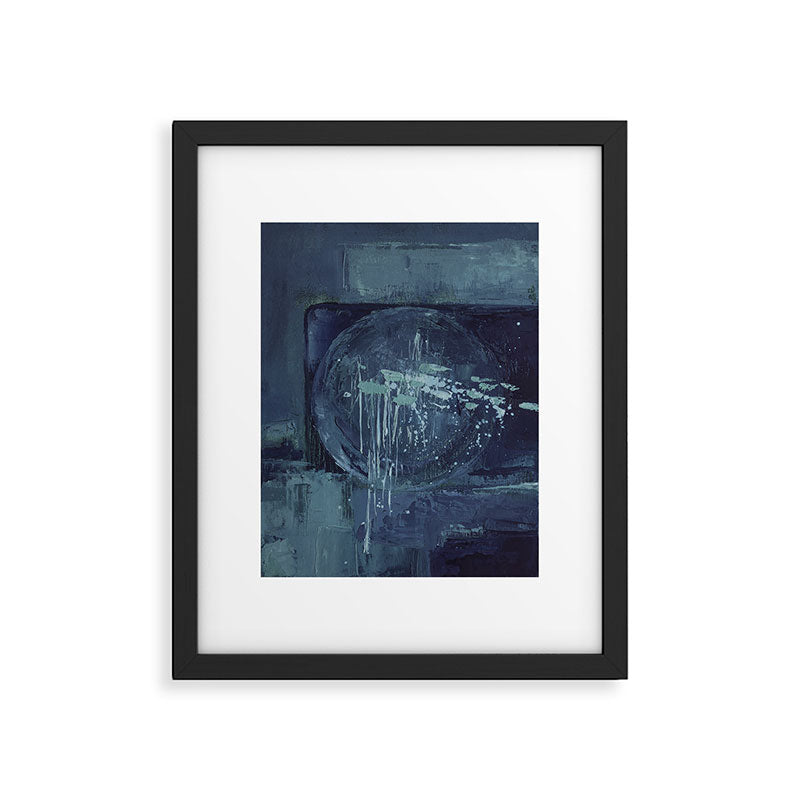 Deep Blue Abstract Circle Framed Art Print Gallery Image 5