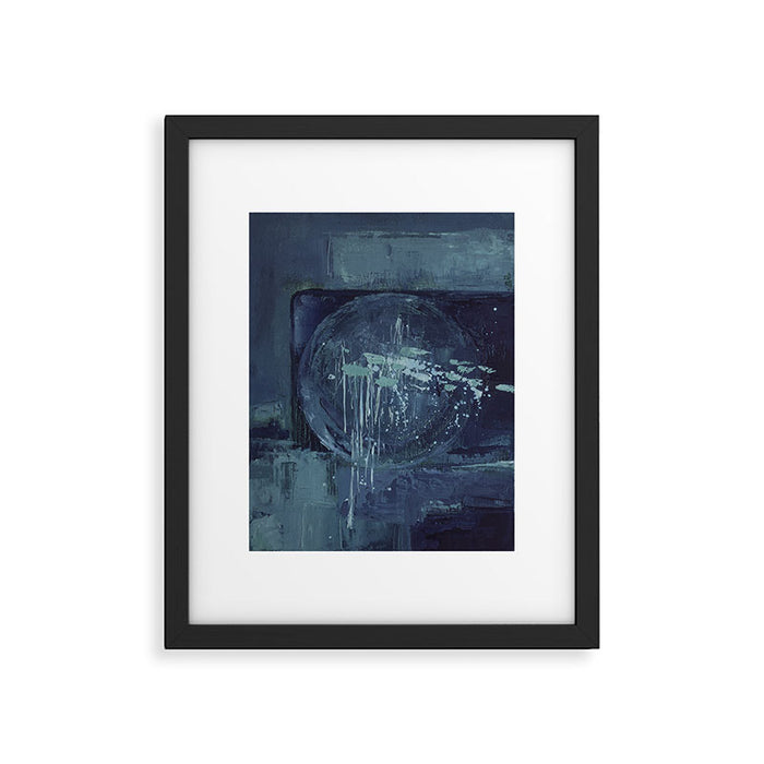 Deep Blue Abstract Circle Framed Art Print Gallery Image 1
