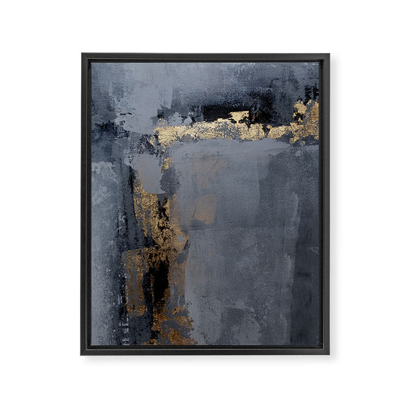 Golden Abstract Texture Grey and Gold Modern Painting Framed Canvas Print Gallery Image 6