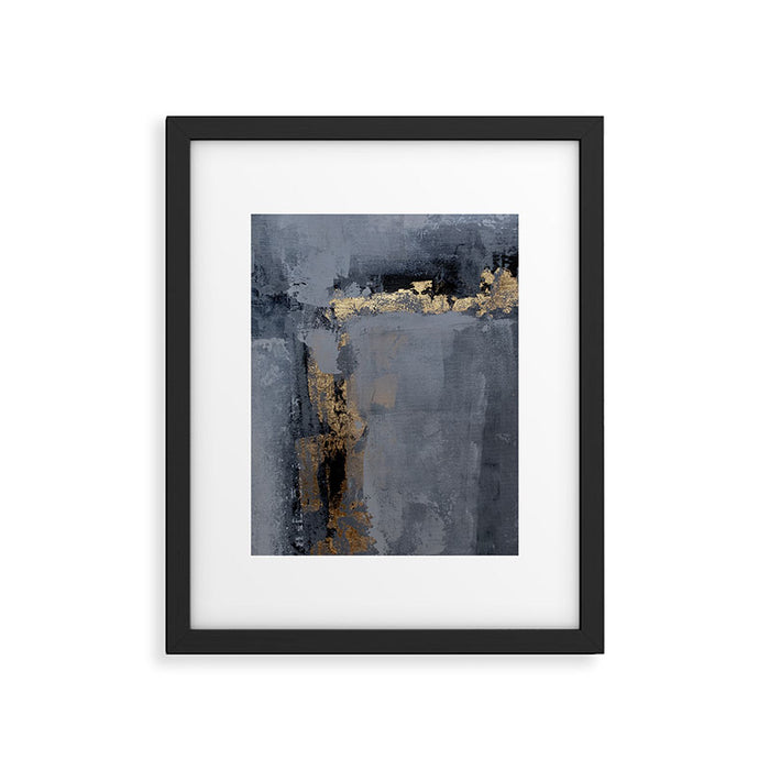 Golden Abstract Texture Grey and Gold Modern Painting Framed Art Print Gallery Image 1