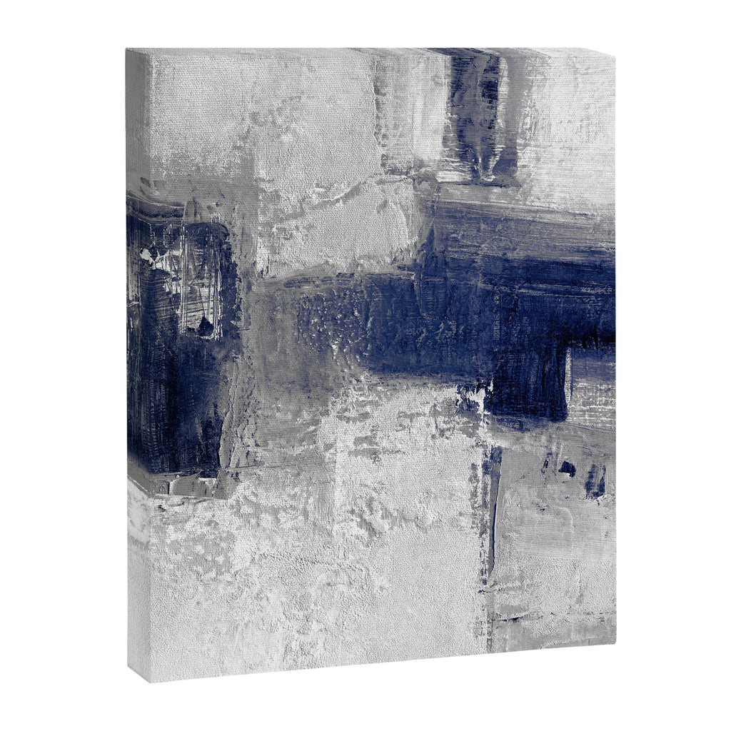 Minimalist Blue and White Abstract Painting  Textured Modern Art gray abstract Canvas Print Gallery Image 6