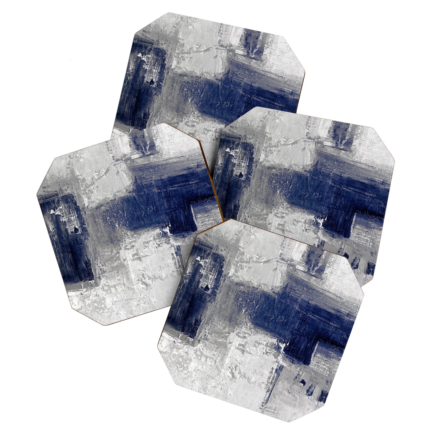 Minimalist Blue and White Abstract Painting  Textured Modern Art gray abstract Coaster Gallery Image 1