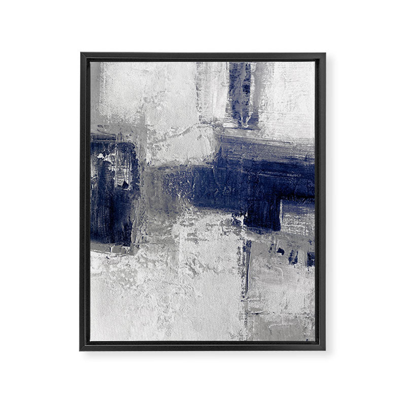 Minimalist Blue and White Abstract Painting  Textured Modern Art gray abstract Framed Canvas Print Gallery Image 6