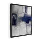 Minimalist Blue and White Abstract Painting  Textured Modern Art gray abstract Framed Canvas Print Gallery Image 2