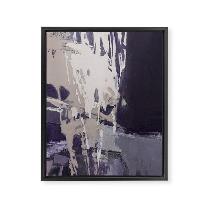 Moody Lilac Abstract  Purple and Beige Modern Painting Framed Canvas Print Gallery Image 1