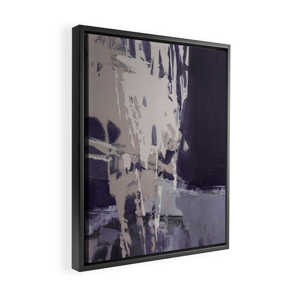 Moody Lilac Abstract  Purple and Beige Modern Painting Framed Canvas Print Gallery Image 2