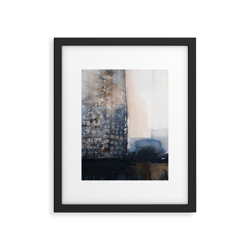 Navy, Brown  Beige Abstract Watercolor Framed Art Print Gallery Image 5