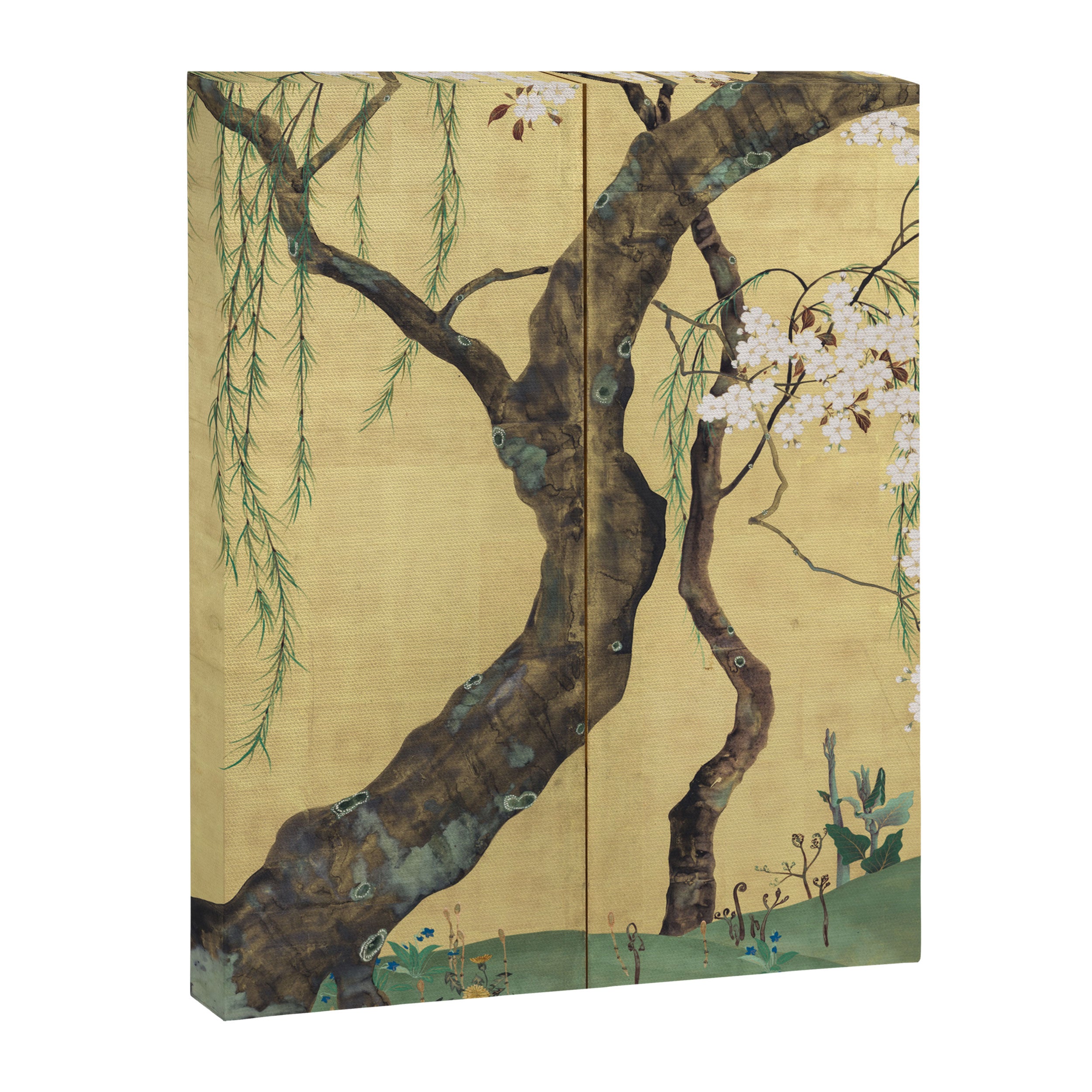 Cherry Tree Japanese Edo Period Six-Panel Gold Leaf Screen Canvas Print Gallery Image 6